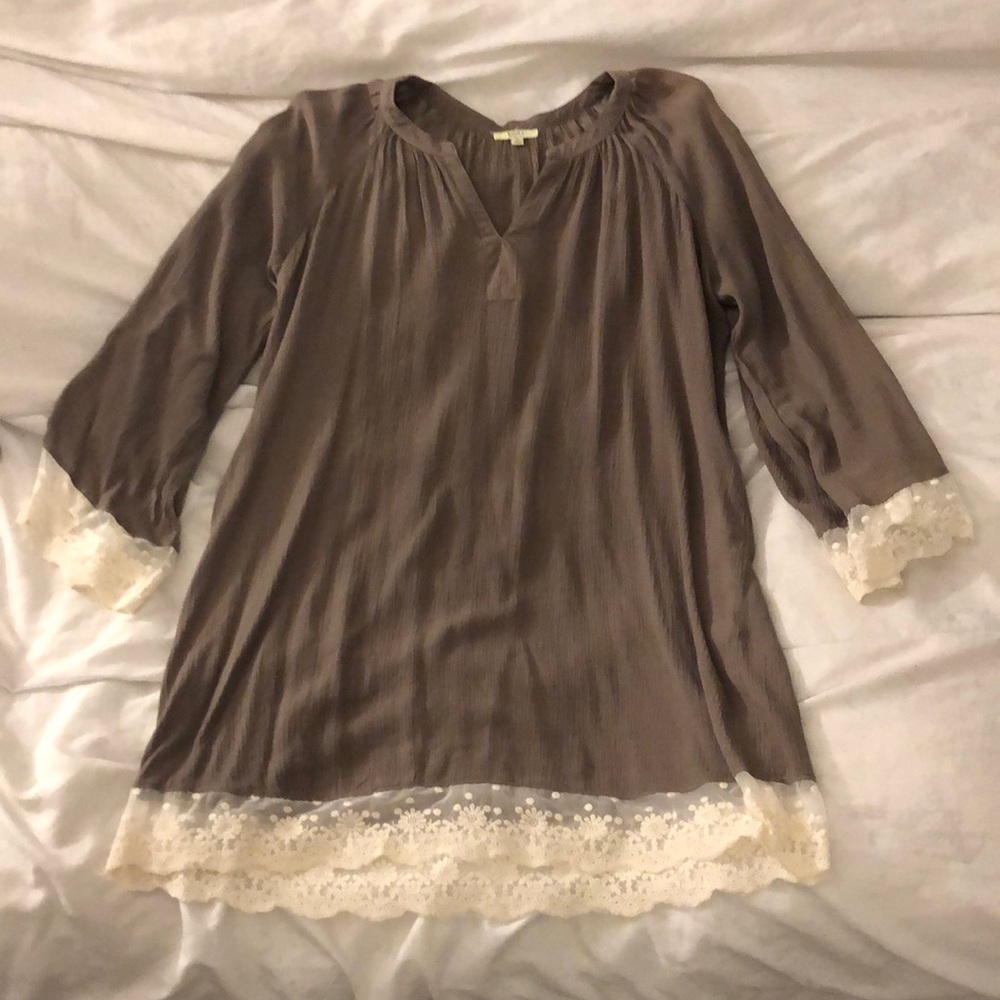 Brown and Cream Lace Dress